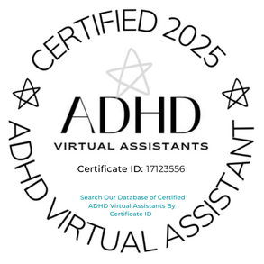 Certified ADHD Virtual Assistant Badge ADHD VA Badge Cetified 2025 - 17123556